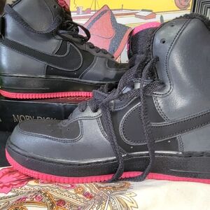 Price DROP- Kids Black and Pink High-Top Sneakers